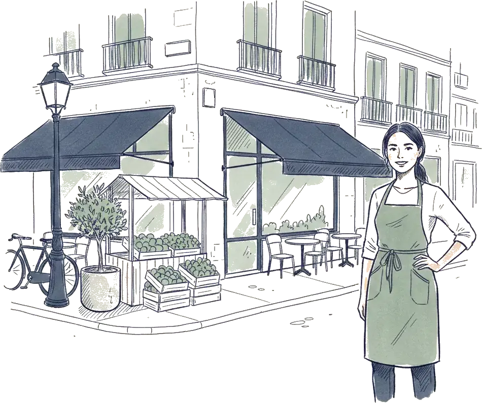 European market street illustration